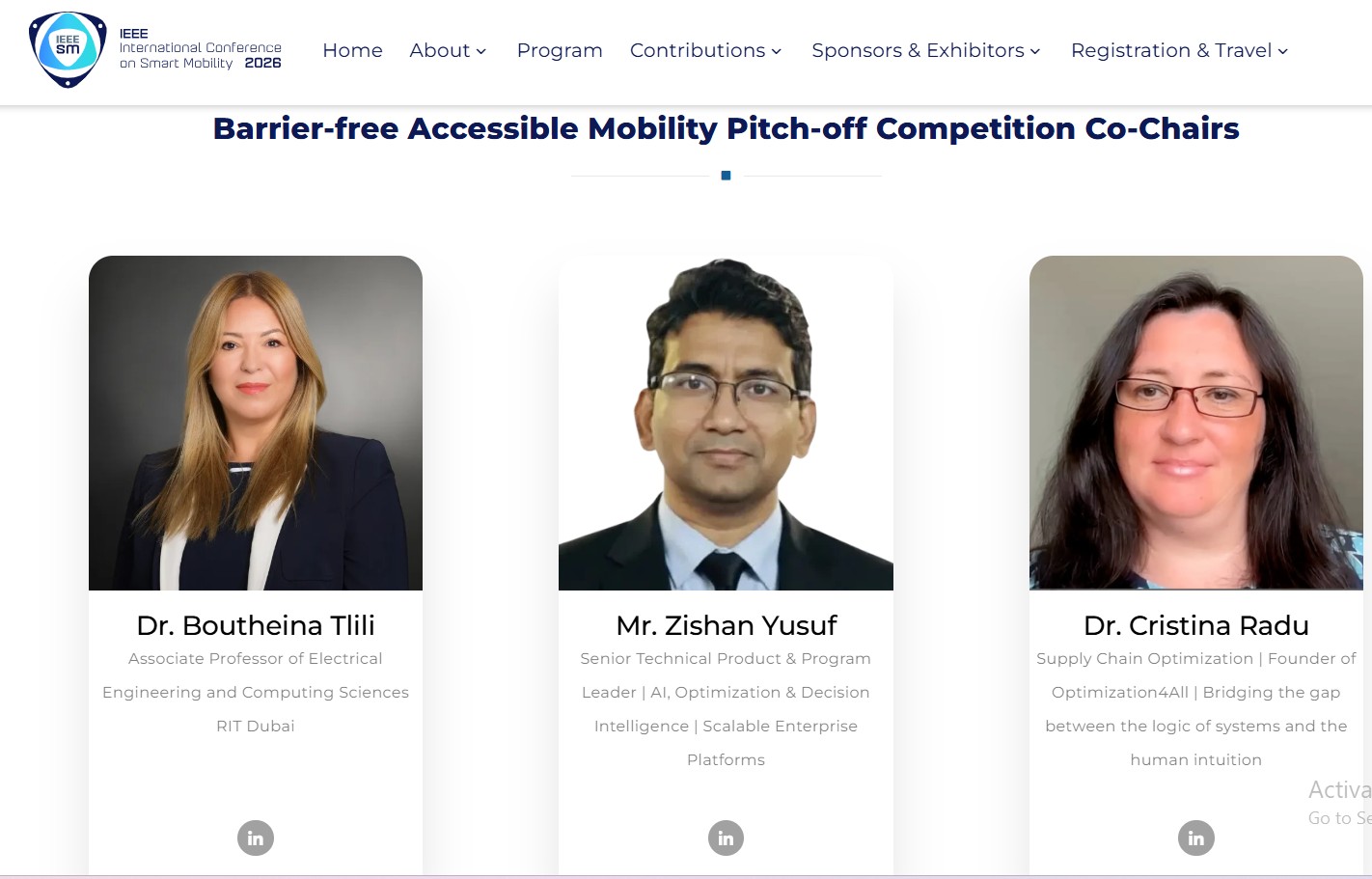 IEEE SM'26 Co-Chairs - Dr. Boutheina Tlili, Mr. Zishan Yusuf, Dr. Cristina Radu